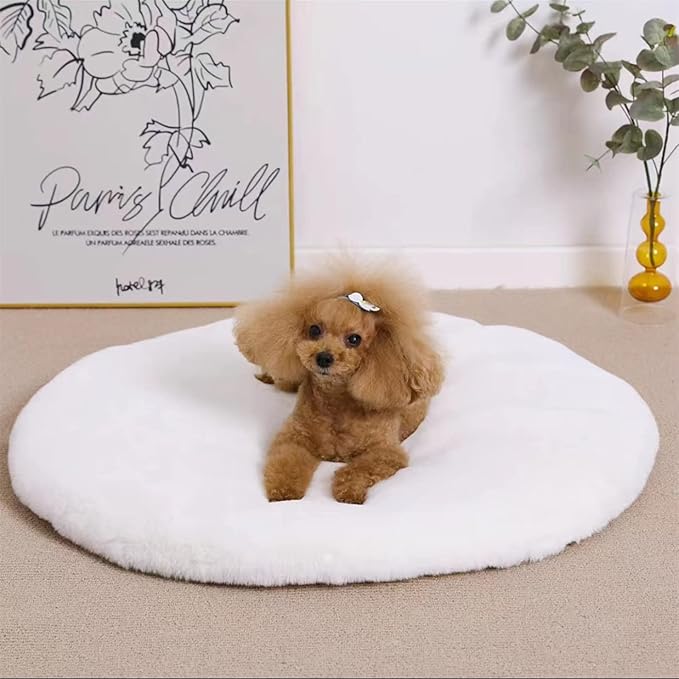 SHENGOCASE Round 23.6" Faux Rabbit Fur Cat Dog Bed Cushion Pad Mat, Cat Tree Tower Replacement Cushion Pad, Pad for Window Perch, Cat Dog Carrier House Cage Crate Kennel Furniture