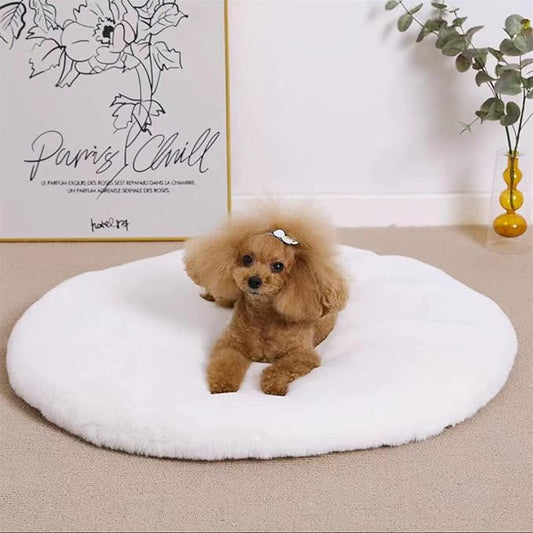 SHENGOCASE Round 23.6" Faux Rabbit Fur Cat Dog Bed Cushion Pad Mat, Cat Tree Tower Replacement Cushion Pad, Pad for Window Perch, Cat Dog Carrier House Cage Crate Kennel Furniture