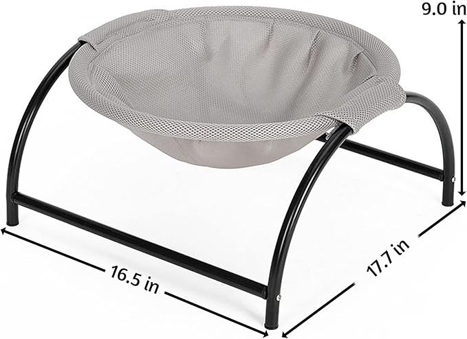 Fhiny Cat Hammock Bed, Removable & Washable Elevated Pet Hanging Nest Free-Standing Breathable Cooling Cot Sofa with Heavy Duty Iron Frames for Indoor Cats Kitten Puppy Sleeping