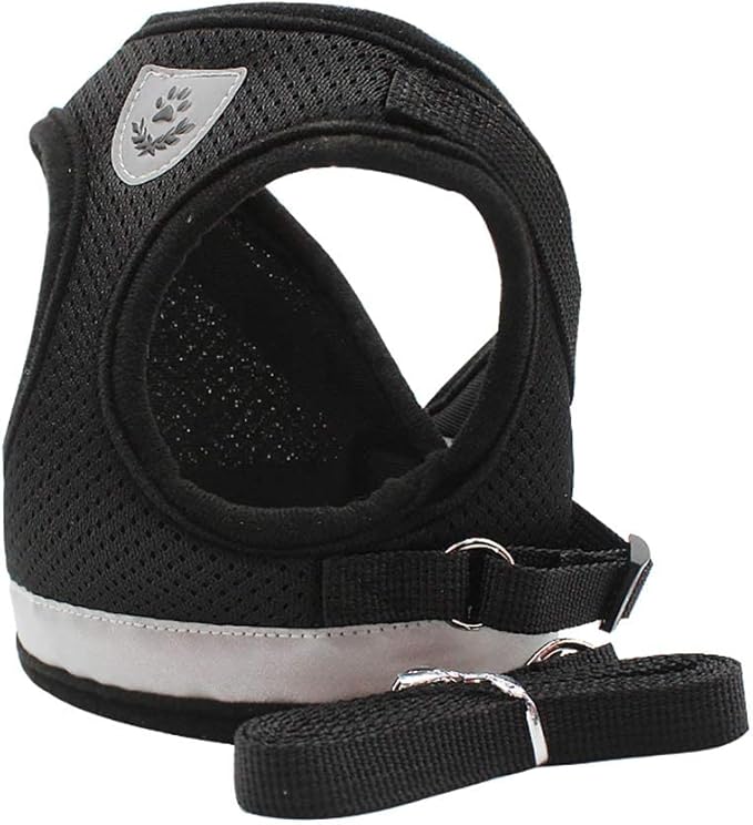 Cat and Small Dog Vest Harness and Leash Set, Mesh Harness with Reflective Strap, Step-in Adjustable Harness for Small Cats