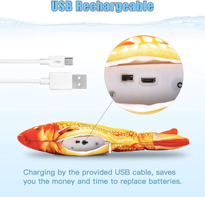 TOOGE 2 Pack 11" Floppy Fish Cat Toys with SilverVine and Catnip for Indoor Cats for Small Dogs Interactive Automatic Flopping Fish Cat Kicker Toys for Cats Puppy Small Dog