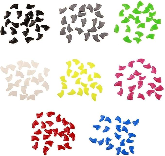 20Pcs Soft Reusable Plastic Colorful Cat Nail Caps Paw Claw Protector Cover with Glue - White M Useful and Deft Cat Claw Care