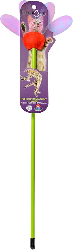 RompiCatz Rustlin' Mylar Teaser Wand and Interactive Cat Toy, Iridescent