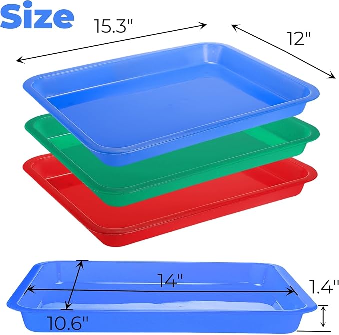 Hiceeden 6 Pcs Open Kitten Litter Box, 15.3 x 12 x 1.4 Inch Plstic Small Cat Litter Tray, Low Entry Travel Toilet Litter Pan for Rabbit, Kitty, Bunny, Guinea Pig, Multi Color