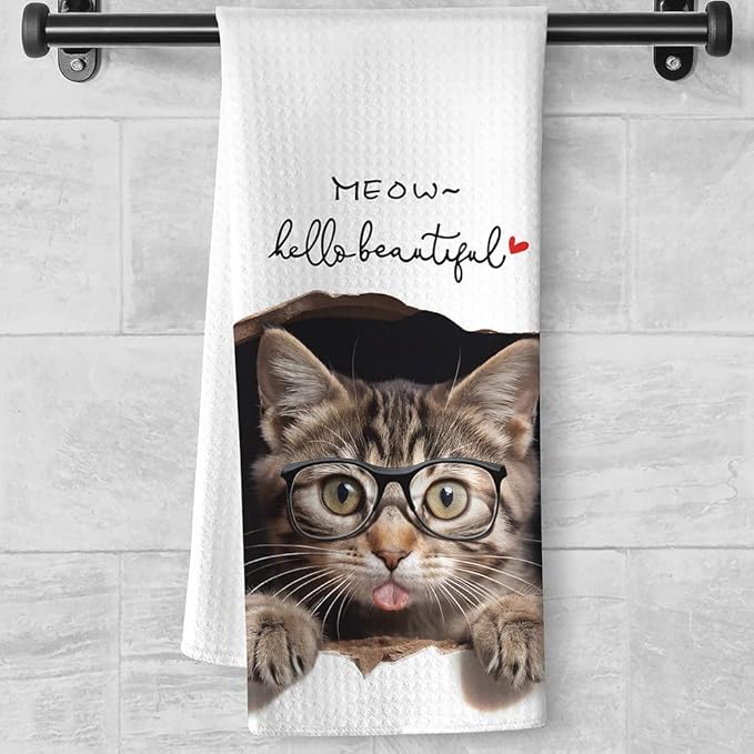 Fun Kitchen Towels - Decorative Cat Hand Towels, Gifts for Cat Lovers