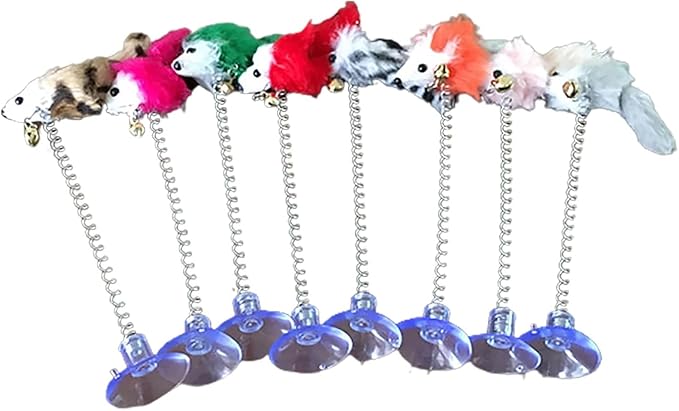 Random Color Interactive Toys for Cats, Play Cat Toy Cat Toy Cat-Friendly Design Soft Feather Mouse Imitation Spring Toy Cat Mice and Animals Toys for Indoor Cat and Kitten Exercise