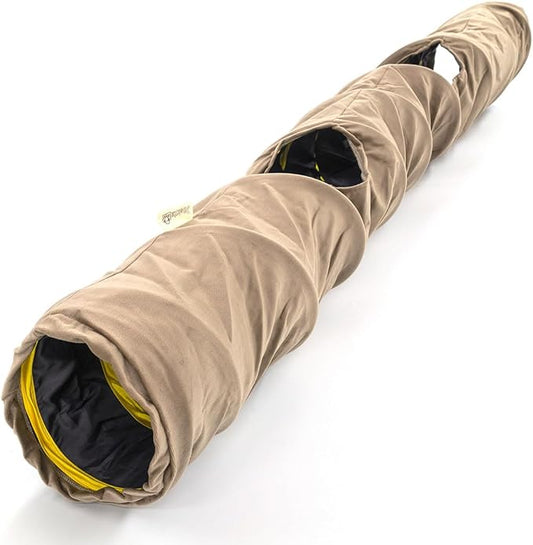 Velvet Fabric - Foldable/Collapsible - 55x8.66 Inches Cat Tunnel (Milky Brown)