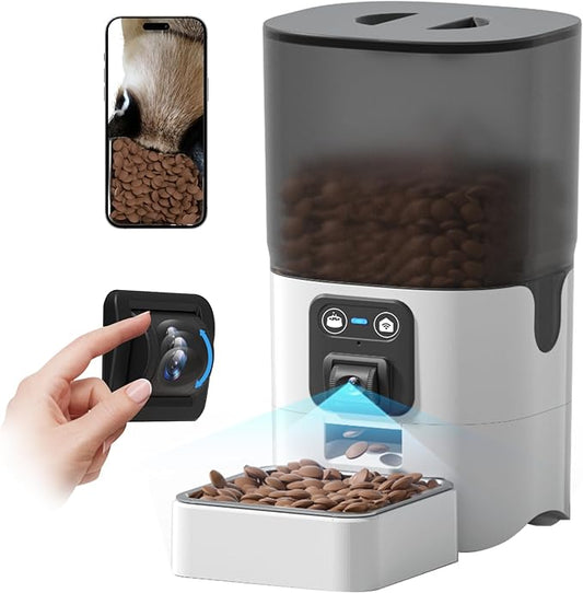 Automatic Cat Feeder with APP Two-Way Audio 2.4G WiFi Pet Feeder with Camera Easy to Clean Detachable Customizable Feeding Schedule 1-10 Meals Per Day Perfect for Cats Small Dogs 6L Capacity