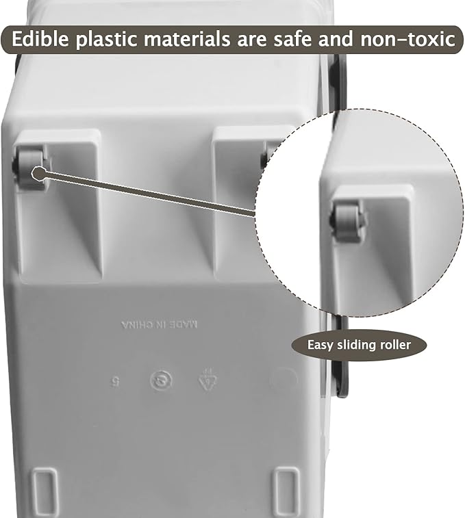 Airtight Dog Food Storage Container 15 lbs Capacity, Large Pet Food Storage Bin, Plastic Cat Food Box with Scoop and Measuring Cup (Grey)