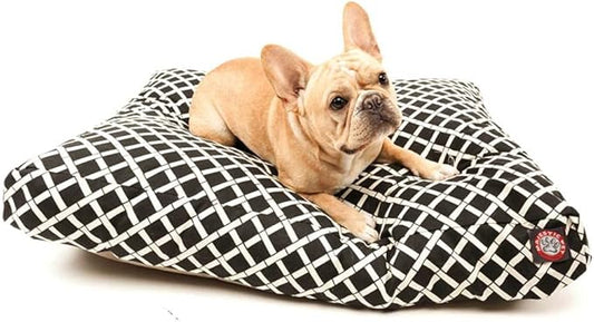 Black Bamboo Medium Rectangle Indoor Outdoor Pet Dog Bed With Removable Washable Cover By Majestic Pet Products