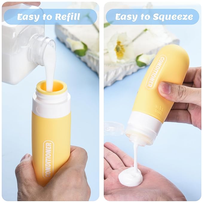 20 Pack Travel Bottles Set, TSA Approved Travel Size Toiletries Containers, Leak Proof Shampoo and Conditioner Bottles, Refillable Travel Essentials Toiletry Bottles (Light Color)