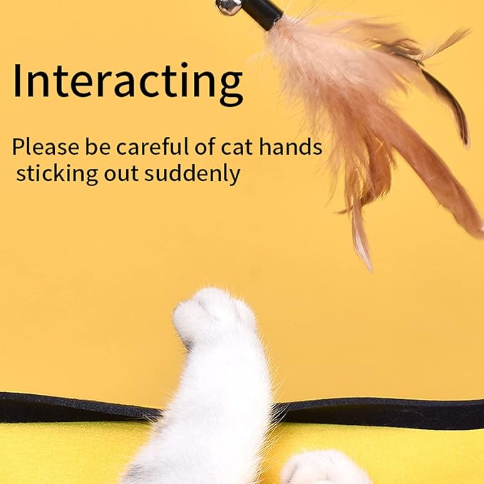 Cat Tunnels for Indoor Cats,Cat Tunnel Mat DIY Cat Play mat for Kittens Felt Cloth Random Combinations and Infinite Extension,Foldable,for Cats Dogs and Rabbits (Coffee&Yellow)