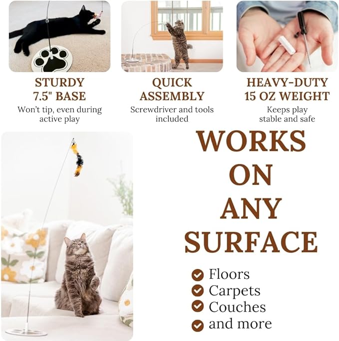 Multisurface Round Base Cat Wand Toy Glow in the Dark Octopus Attachments Cat Toy Feather Wand Suction Cup Feather Cat Toy Cat Toy Interactive Toys Cat Toys Cat Wand Toys for Cats Indoor Kitten Toy