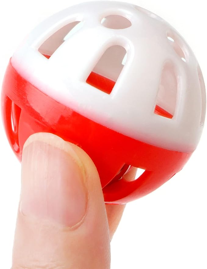 CHIWAVA 36 Pack Plastic Noisy Cat Toy Balls with Bell Kitten Chases Toy 8 Type Assorted Color Size