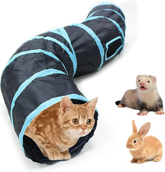 Bemodst Cat Tunnel for Indoor Cats, 2 Way/3 Way/4 Way/5 Way Cat Tubes and Tunnels Collapsible S-Shape Small Animal Tubes Kitty Tunnels Interactive Maze Cat Toy for Kitten Rabbit Ferret - 2-Way