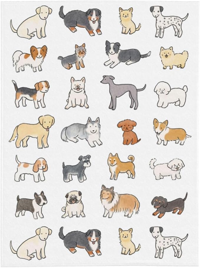 Kids Cute Dogs Print Blanket Throw 60"x50", Plush Flannel Blankets with Dogs On It, Soft Warm Decorative for Kids Women Dog Lovers