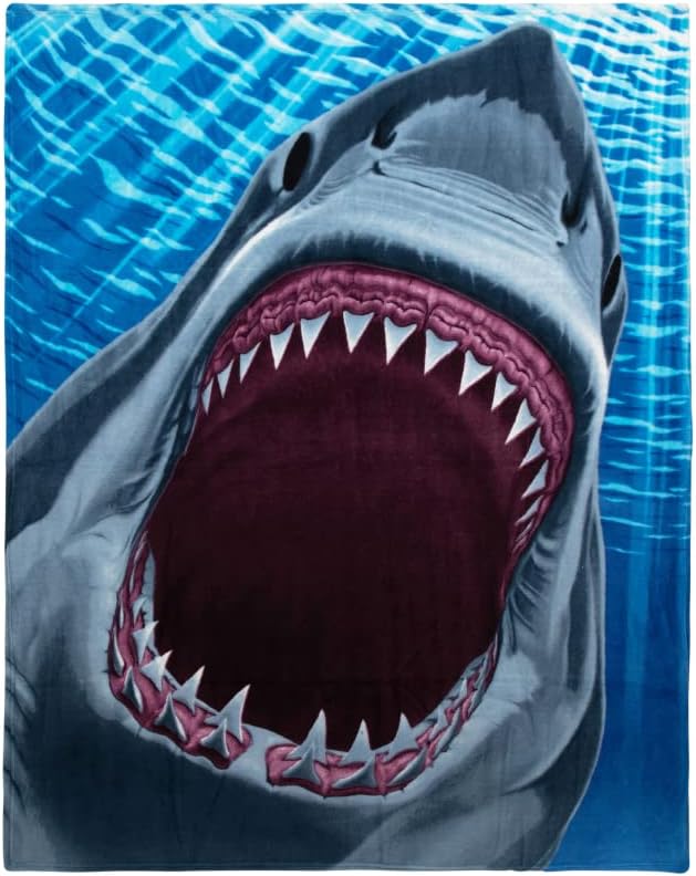 Dawhud Direct White Shark Fleece Blanket - 50x60-Inch Soft Plush Throw for Kids and Adults - Cozy Shark Blanket for Bed, Couch, or Outdoor Use - Ideal for Sharks Lovers and Bedroom Decoration
