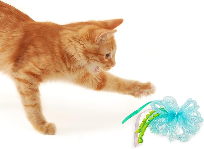 Petlinks Bow Burst Bouncy Mesh Cat Toy - Blue, One Size