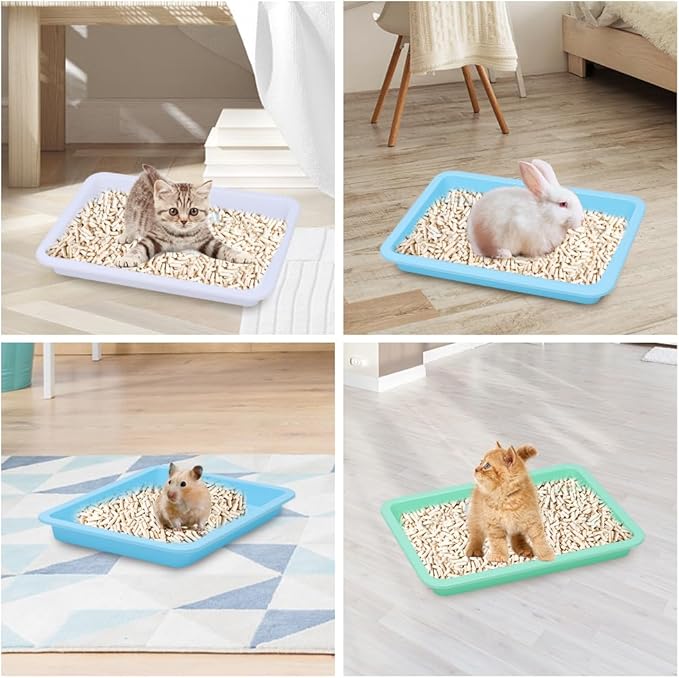10 Pcs Travel Toilet Mini Litter Box,Plastic Portable Small Litter Pan Water Litter Box for Kittens Bunny Cat