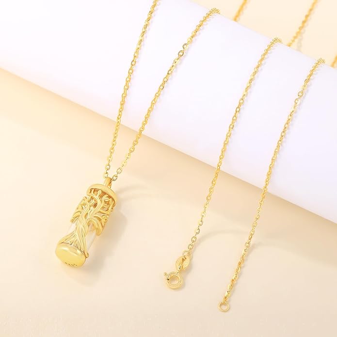 Aniu Cremation Jewelry for Ashes S925 Sterling Silver Urn Necklace Memorial Necklace for Human Ashes of Loved Ones Keepsake Pendant for Men Women