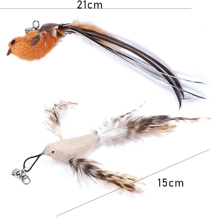 Cat Toys Feather Toy Interactive Stick, Cat Wand Toys Cat Catcher Teaser Stick and Cute Teasing Stick Sparkly Feather Cat Interactive Toys Funny Exercise for Kitten or Cats. 2pcs