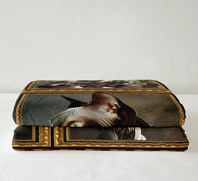 Feelyou Sphynx Cat Fleece Throw Blanket for Bed Sofa Couch Cute Cat Plush Blanket Throw 50"x60" Kawaii Kitten Sherpa Blanket Gift for Canadian Hairless Lover Fuzzy Blanket Flannal Blanket