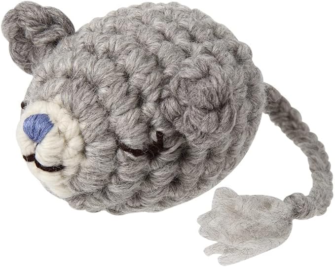 Cat Plush Toy Knitted Large Size Mouse - Mom & Daddy Mouse-, Organic Catnip Included, Handmade