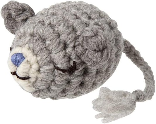 Cat Plush Toy Knitted Large Size Mouse - Mom & Daddy Mouse-, Organic Catnip Included, Handmade
