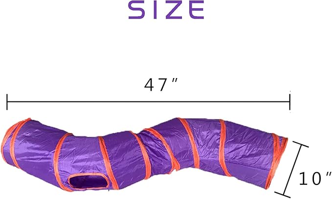 iCAGY Cat Tunnel for Indoor Cats Interactive, Rabbit Tunnel Toys, Pet Toys Play Tunnels for Cats Kittens Rabbits Puppies Crinkle Pop Up 47" Shape S