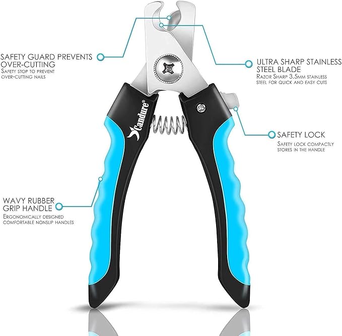 Candure Dog Nail Clippers Professional Dog Nail Trimmers Suitable for Large to Medium Dogs, Cats, Rabbits and Guinea Pigs - Safety Lock/Protective Guard to Avoid Over Cutting