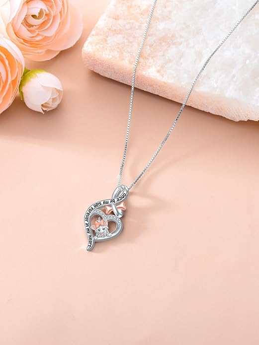 925 Sterling Sliver Yorkshire/Corgi/Labrador/Pug/Bulldog/Paw Print/Cross Necklace Cute Puppy Dog Necklace Jewelry Birthday Gifts for Women Girls Dog Lovers