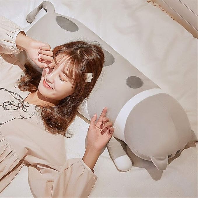 shangman Lovely Plush Cat Doll Cute Cartoon Soft Stuffed Kitten Pillow Long Throw Sleeping Pillow Doll Toy Gift for Kids Girlfriend Multiple Size (Grey,130cm/51.1in)