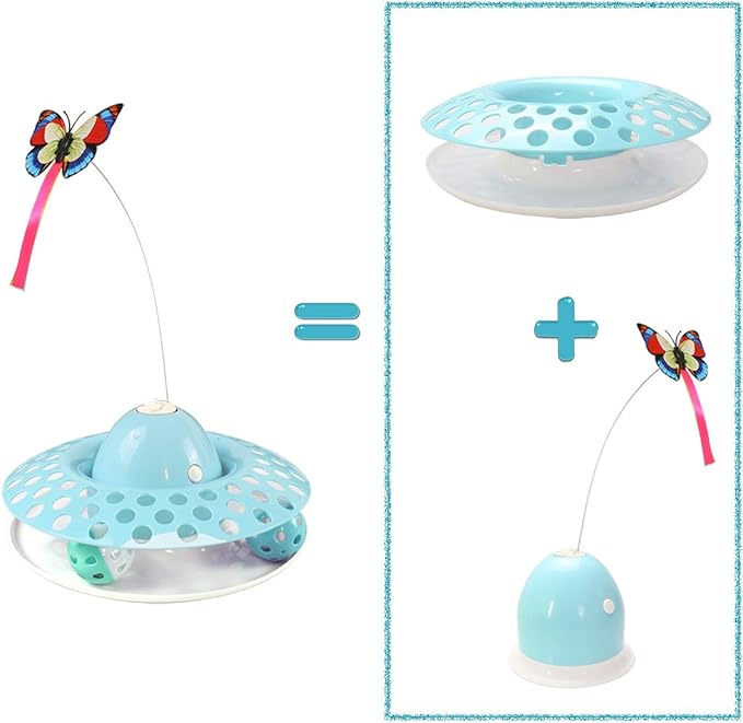 Interactive Cat Toys Automatic Electric Rotating Butterfly & Ball Exercise Kitten Toy Funny Cat Teaser Toys