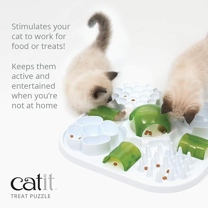 Catit Play Cat Treat Puzzle, Interactive Cat Toy, 43010, White