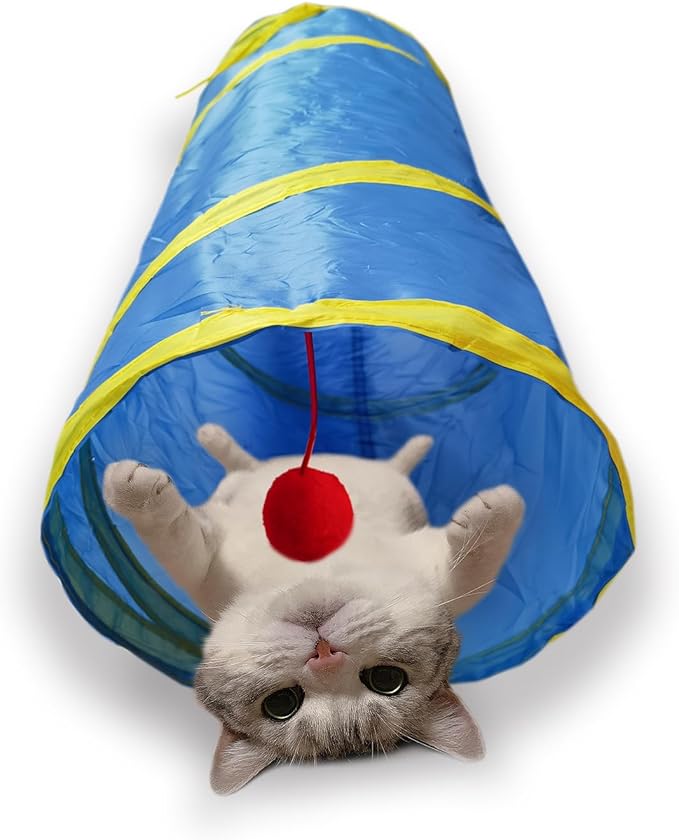 Cat Tunnel Tube Toys，Tunnels for Indoor Cats, 2 Way Collapsible Interactive Toy with Balls for Rabbits, Kittens, Ferrets, Puppy
