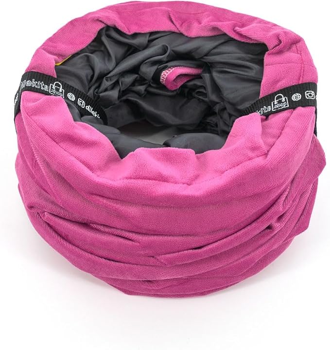 Velvet Fabric - Foldable/Collapsible - 55x8.66 Inches Cat Tunnel (Pink)