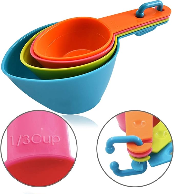 Lainrrew Pet Food Scoop, Dog Food Cups Plastic Measuring Cups and Spoons Set Cat Food Scoop Utility Kitchen Scoops for Dog Cat Bird Food
