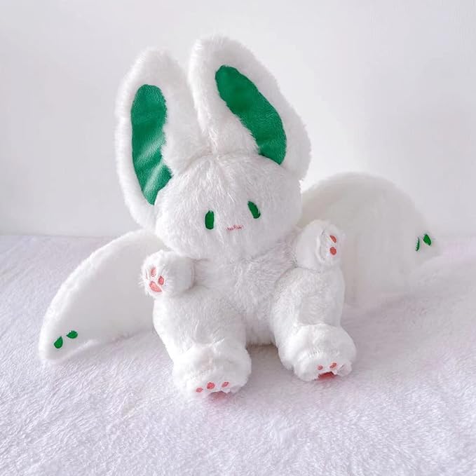 PEACH CAT Cute White Bat Bunny Plush Pillow Kawaii Bat Rabbit Stuffed Animal for Kids 16"
