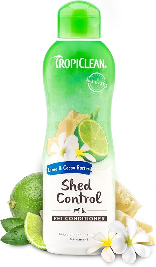 TropiClean Deshedding Cat & Dog Conditioner, Puppy & Kitten Safe, Reduces & Softens Coat, Lime & Coconut Scent, Made in the USA, 20oz.
