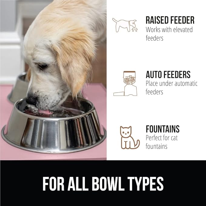 Gorilla Grip 100% Waterproof Raised Edge BPA Free Silicone Pet Feeding Mat, Dog Cat Food Mats Contain Spills Protects Floors, Placemats for Cats and Dogs Water Bowl, Pets Accessories 18.5x11.5 Pink