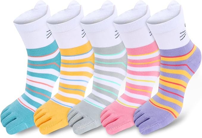 Benefeet Sox Toe Socks Women Men Cute Cat Five Finger Socks for Girls Colorful Cotton Ankle Athletic Running Socks with Toes