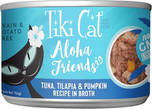 Tiki Cat Aloha Friends, Tuna, Tilapia & Pumpkin, Grain-Free & High Moisture, Wet Cat Food for All Life Stages 5.5 oz. Cans (Pack of 8)