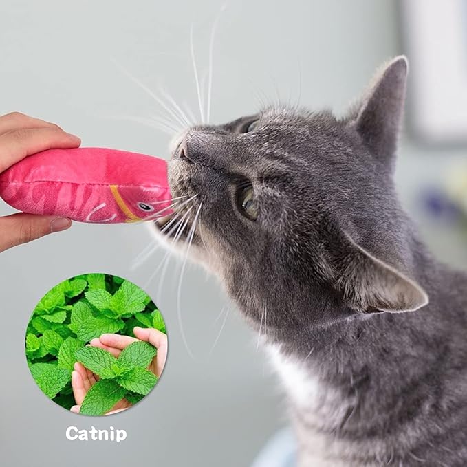 Catnip Toys for Indoor Cats, Natural Catnip Cat Toys Kitten Toys - 8 PCS Fish Cat Toys Set for Boredom
