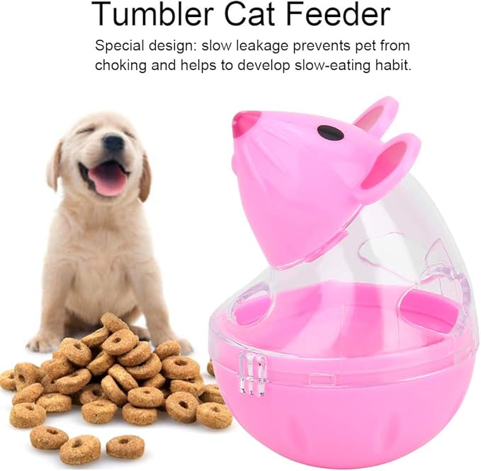 Cat Treat Dispenser Toy, Small Cat Food Balls Slow Feeder, Mice Tumbler Design Cat Food Toy Cat Enrichment Toys for Pet Interactive Training and Food Dispensing (Pink)