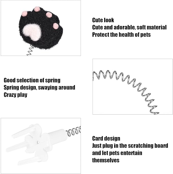 GLOGLOW Cat Teaser Wand, Metal Wire Spring Cat Toy Plush Teaser Interactive Toy for Indoor Cats Kitty Exercise and Play(Black) Mice & Animal Toys