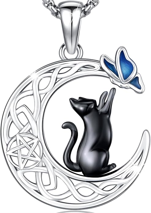 Black Cat/Dolphin/Bat Necklace Animal Pendant 925 Sterling Silver Cute Animal Jewelry Graduation Gifts for Women Men Animal Lovers Christmas Holiday Birthday Fathers Day