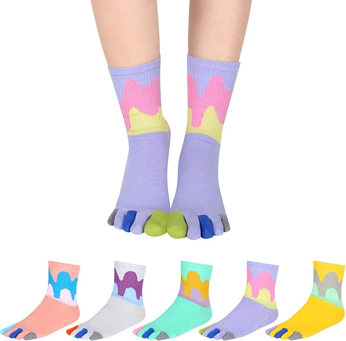 Benefeet Sox Funny Toe Socks Women Five Finger Socks Girls Cute Toe Seperated Cotton Socks Running Athletic Christmas Gifts