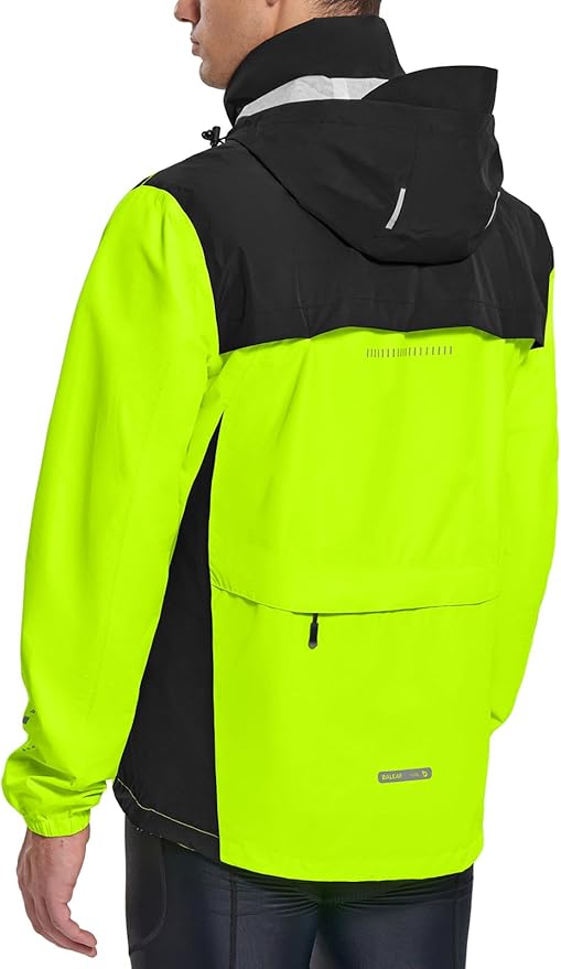 baleaf Men's Rain Jacket Waterproof Windbreaker Running Cycling Golf Hiking Gear Hood Lightweight Reflective Packable