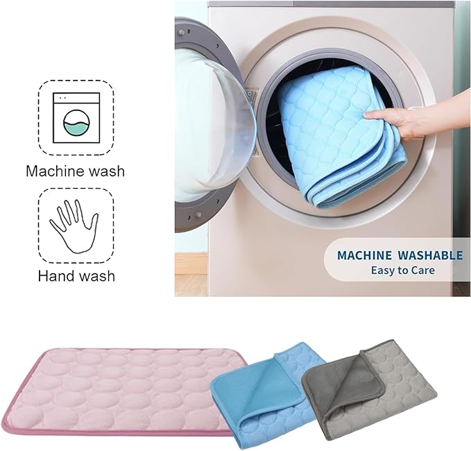 Pet Cooling Mat Cooling Fiber - Washable Non-Toxic Pet Indoor Outdoor Bed, Foldable Pee Pads for Dogs Settle Mat Cooling Dog Blanket Cat Cooling Pad (Grey, Small)
