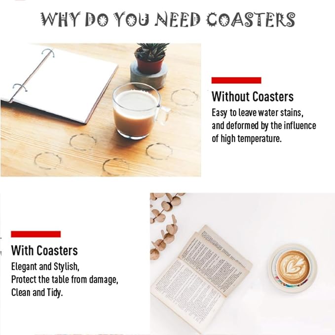 6 Pack Cute Dog Pattern Coasters with Deep Tray Holder, Double Sided Drink Coasters, Beverage Mats for Hot or Cold Drinks, Non-Slip, Non-Stick Silicone with Ceramic Insert Pet Patterned Coaster